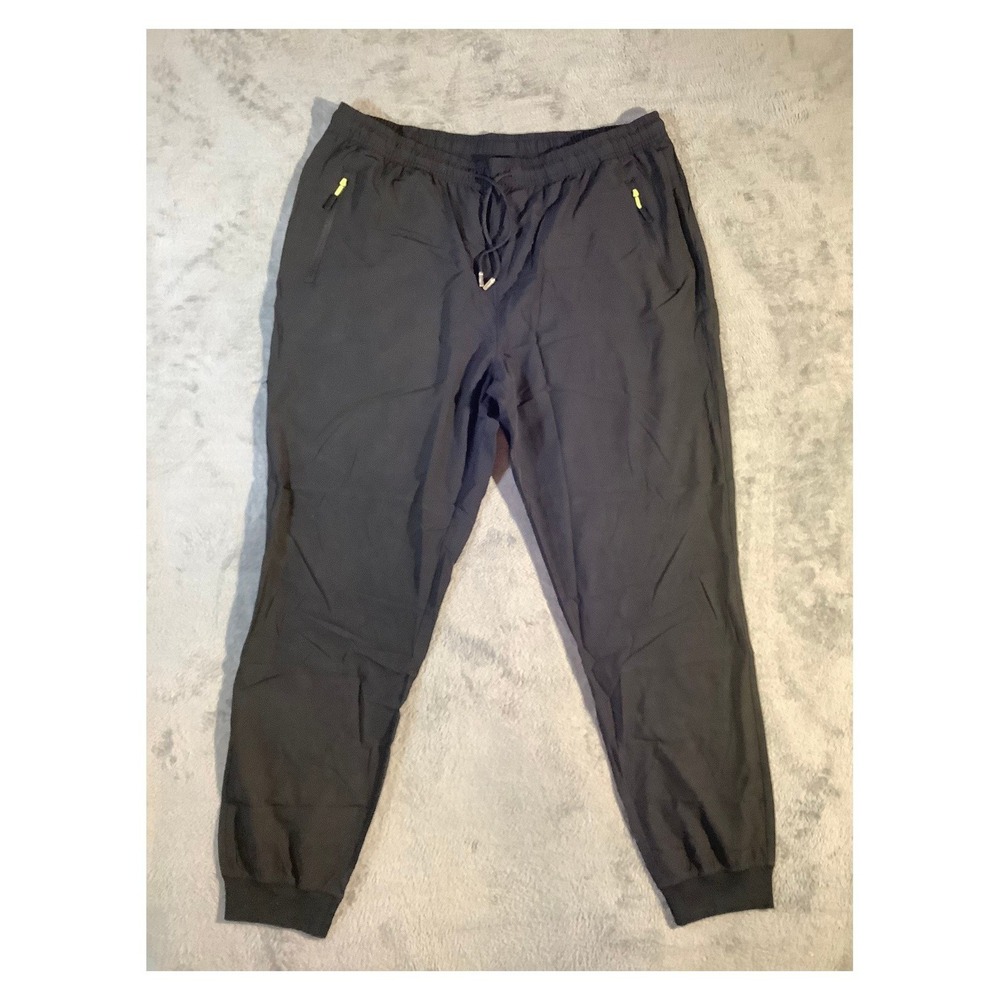 Men's Black Lightweight Activewear Jogger Pants Zipper Pockets Size XXL NWT